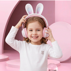 Cute Rabbit Wireless Headphones with RGB LED for Kids