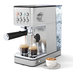 Espresso Machine 20 Bar Compact Stainless Steel Coffee Maker with Milk Frother-Silver
