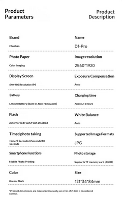 Instant Photo Printer Camera