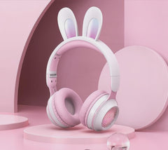 Video for Cute Rabbit Wireless Headphones with RGB LED for Kids